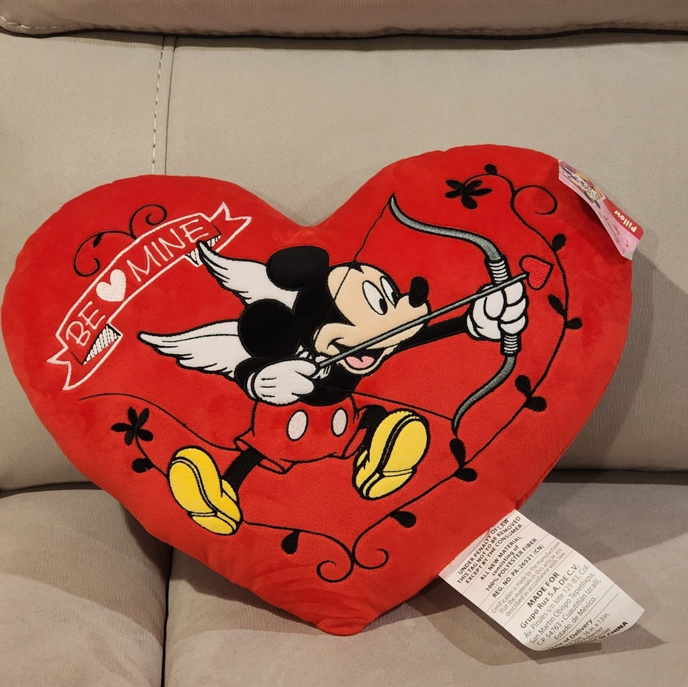 Mickey Cupid Heart Pillow - Valentines - Dinsey - Mickey Mouse - Pillow - Mickey